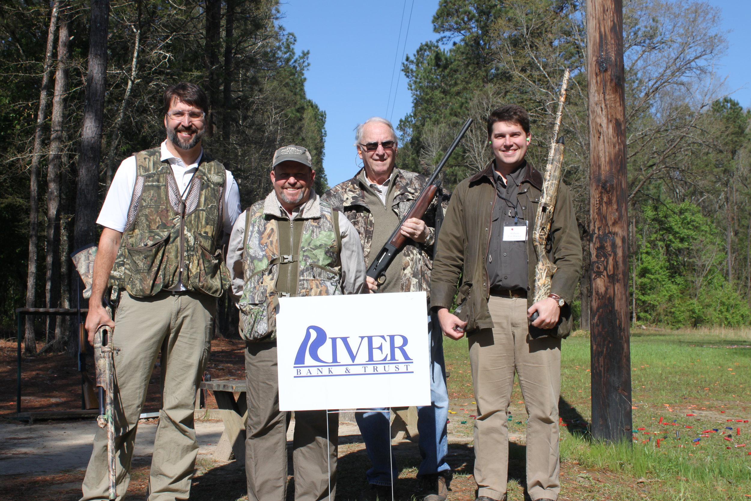  River Bank and Trust shooting team: Chris Carver, Chuck Douglass, Chuck Carver, and William Van Hooser (Starke Agency). 