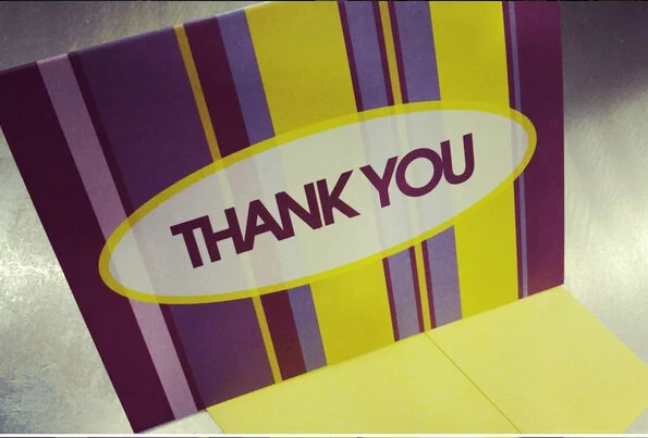 For Such A Time "THANK YOU" CARD (PURPLE/YELLOW STRIPES)
