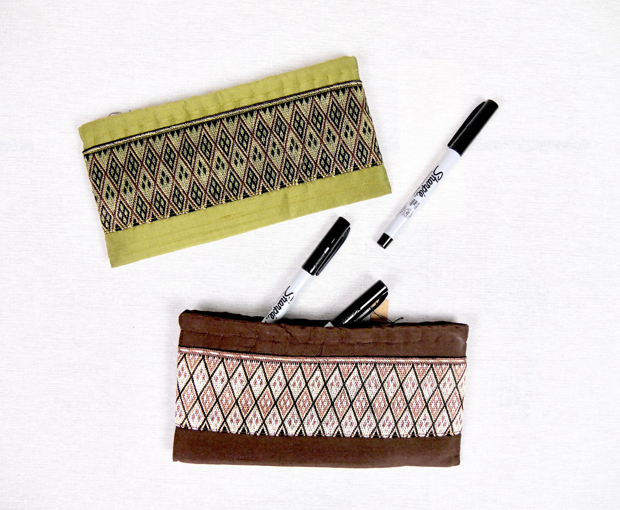 Hand-embroidered Silk Pen Case