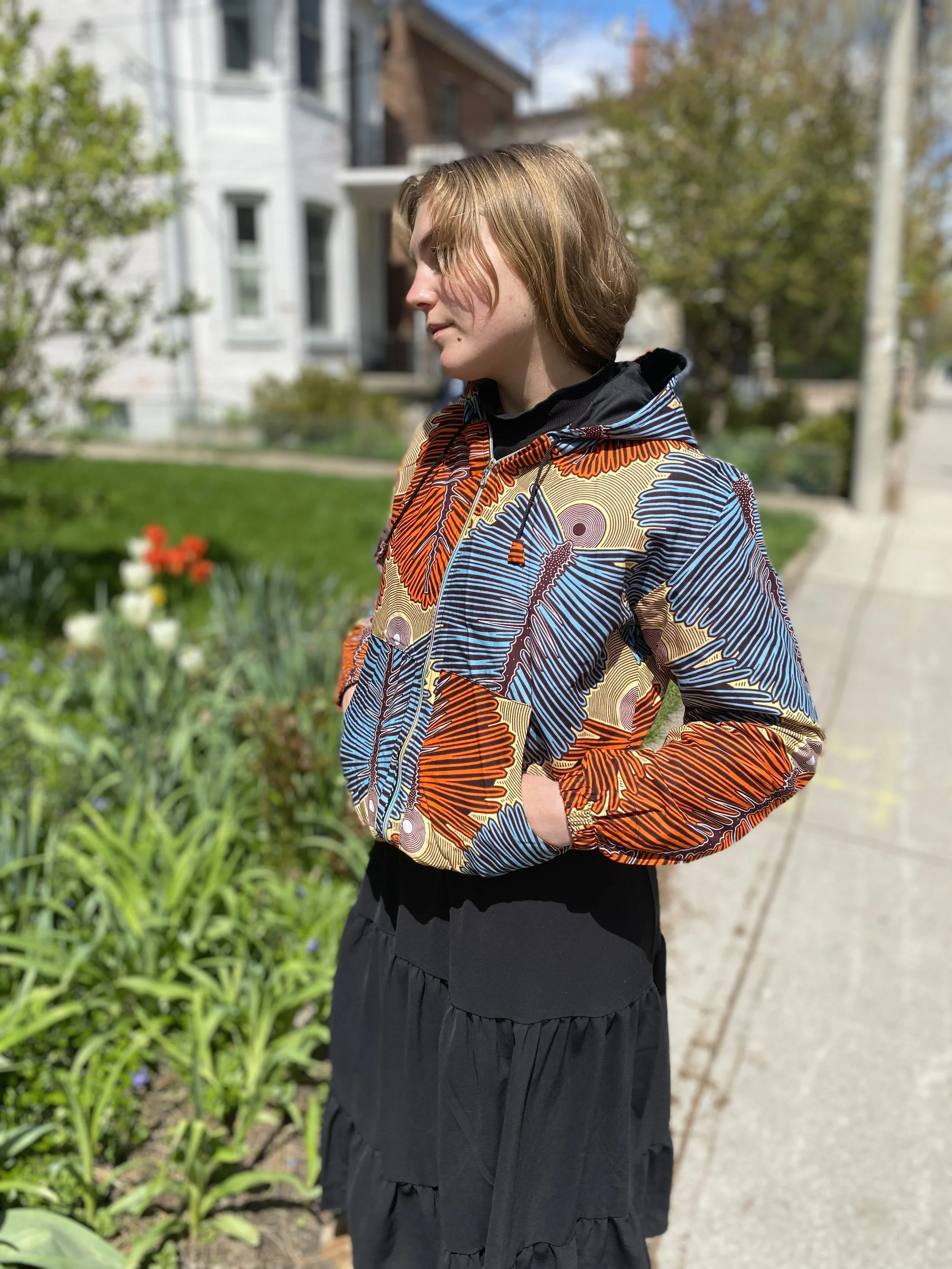 Hoodied bomber jacket