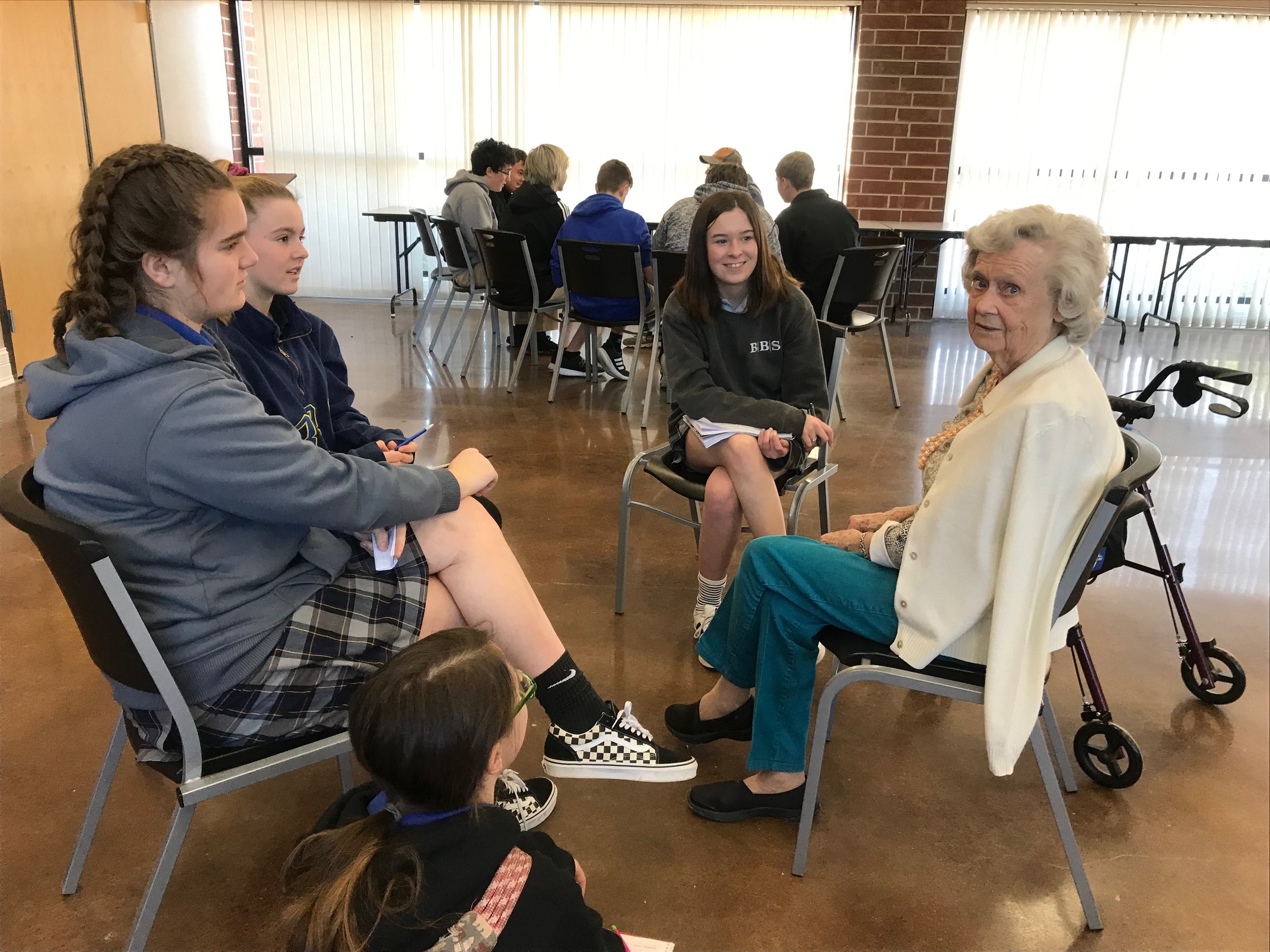 Eighth-grade students from Boyd Buchanan School visited Martin Boyd as part of their study of the book Tuesdays with Morrie . They were encouraged to ask questions, to seek wisdom, and to practice "being fully present."