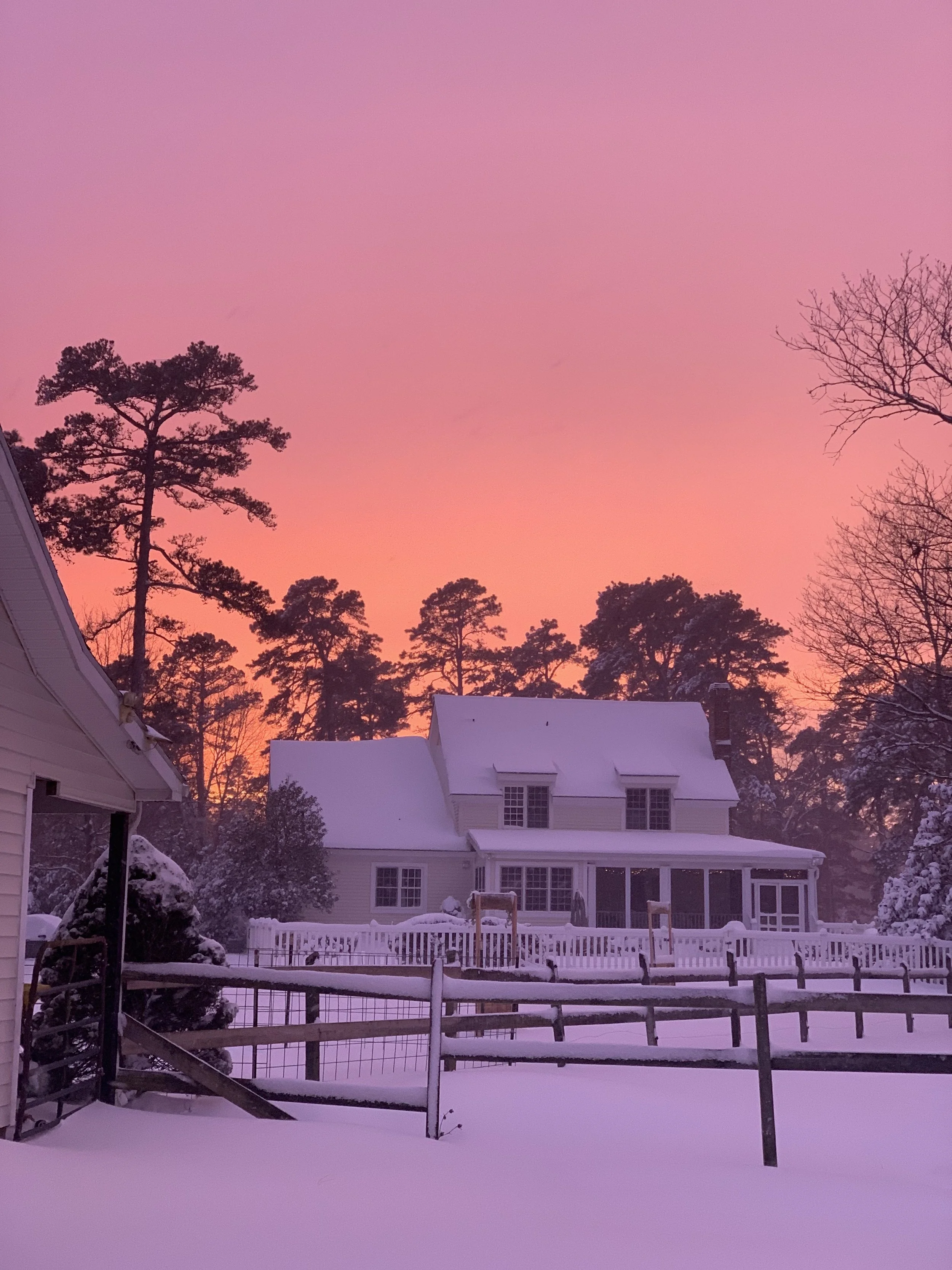 Sunset Over the Farm Post Snowfall