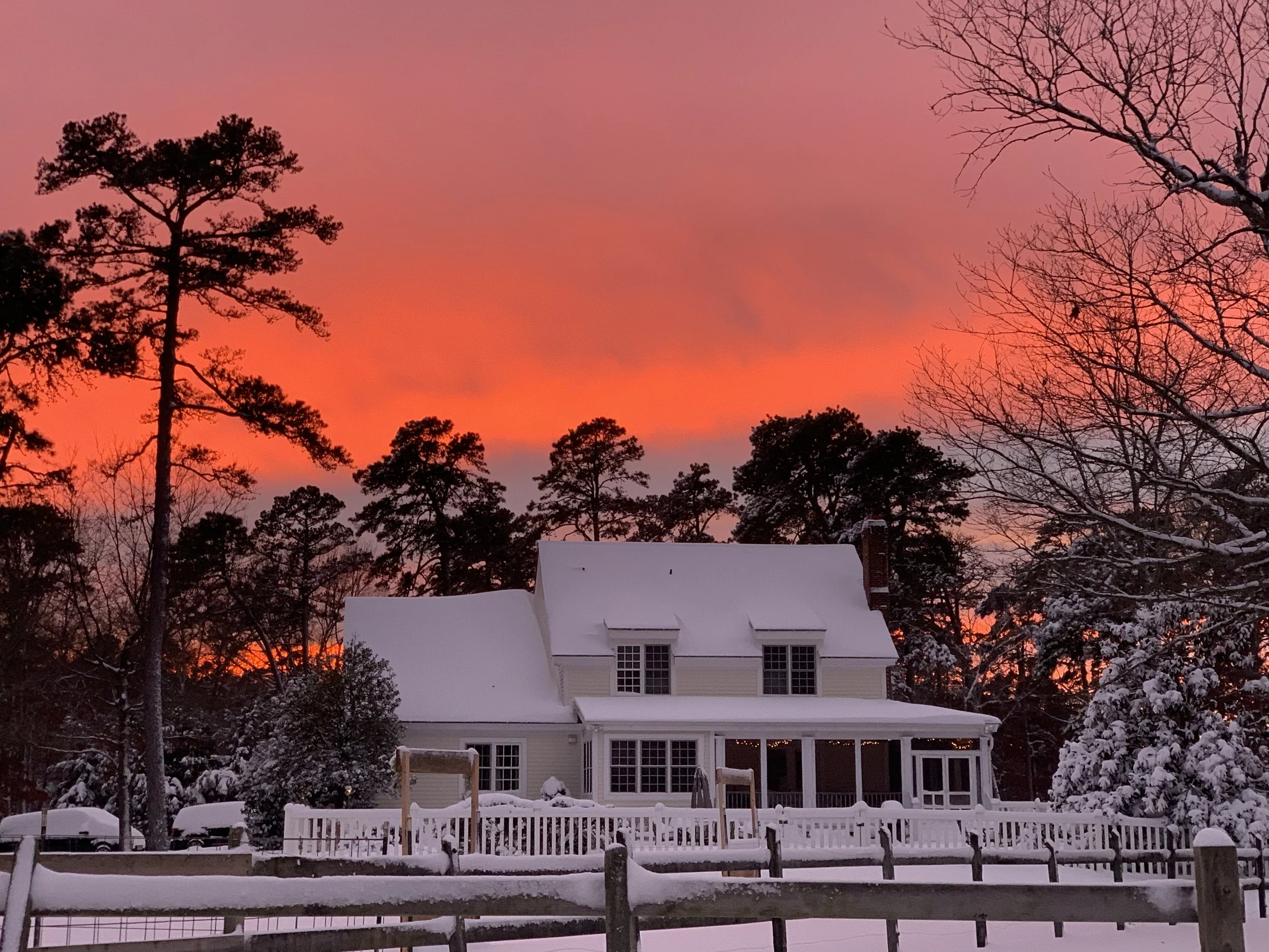 Sunset Over the Farm Post Snowfall