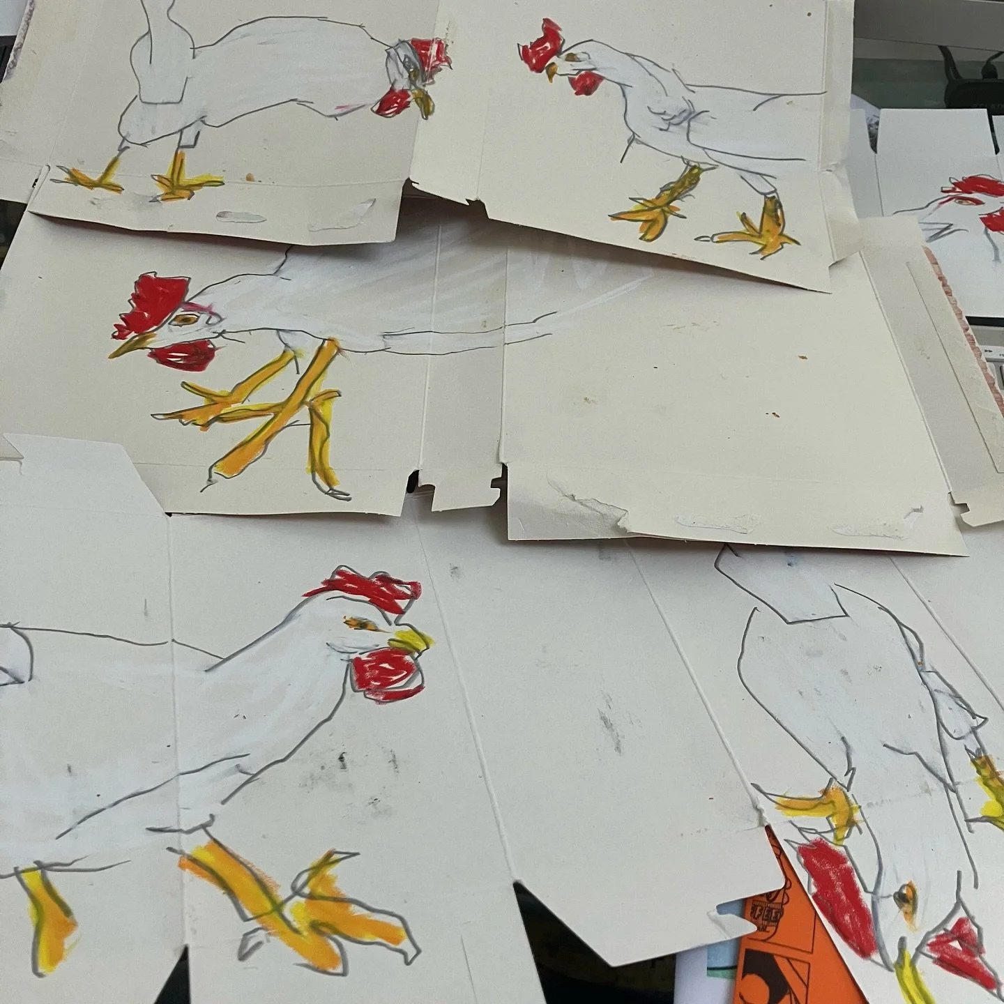 For a while, I&rsquo;ve been building up a stash of packaging with the thought that I would use it to draw on at some point. Now I have a lovely big pile to use.

For the last few mornings, after I&rsquo;ve let Stella and Persil out for the day, I&rs