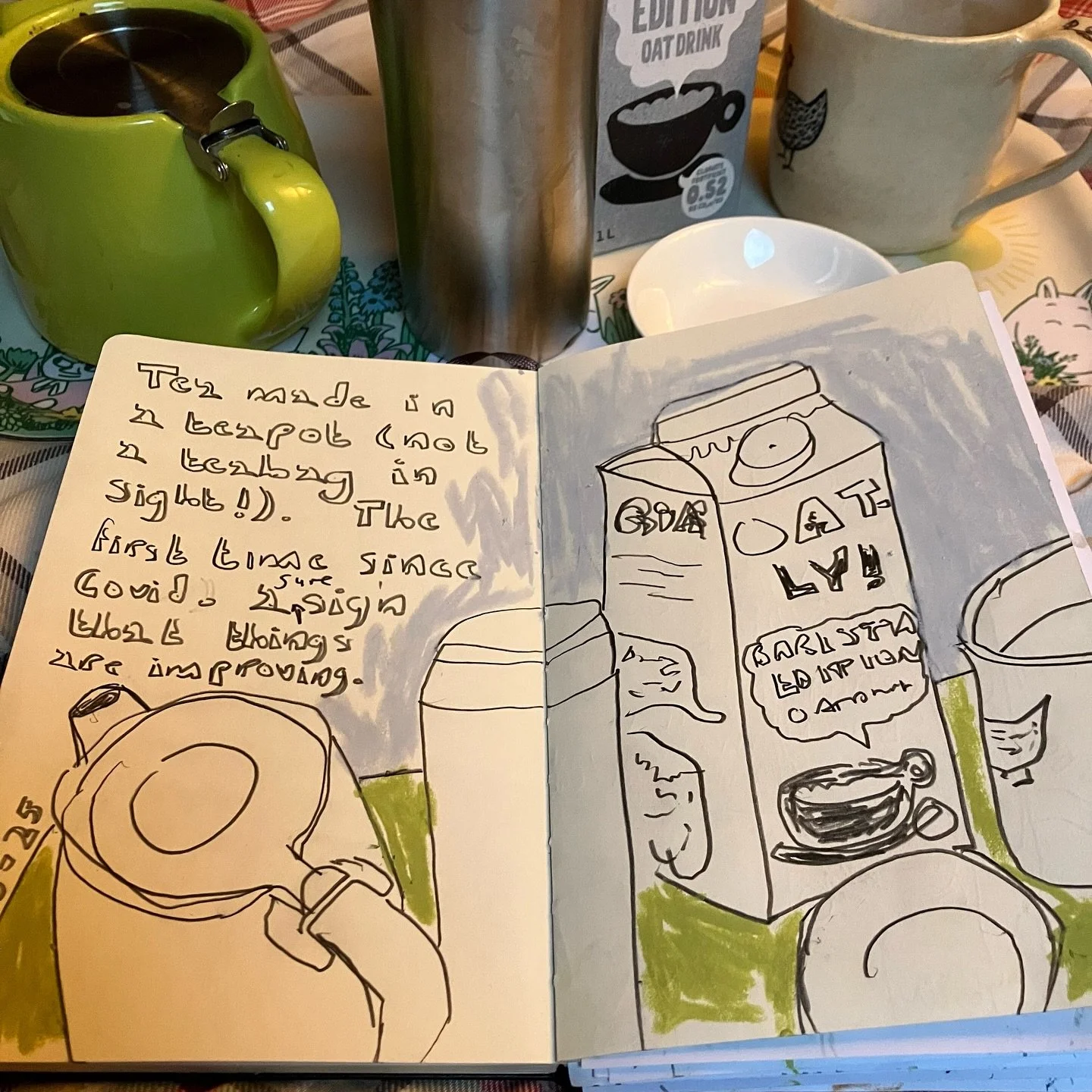 Here&rsquo;s today&rsquo;s Tea-Tray drawing, Tea Made in a Teapot (Not a Teabag in Sight!)

This feels like gentle milestone marking recovery and the quiet return of ritual; I hope that the drawing combines a little humour, care, and gratitude within