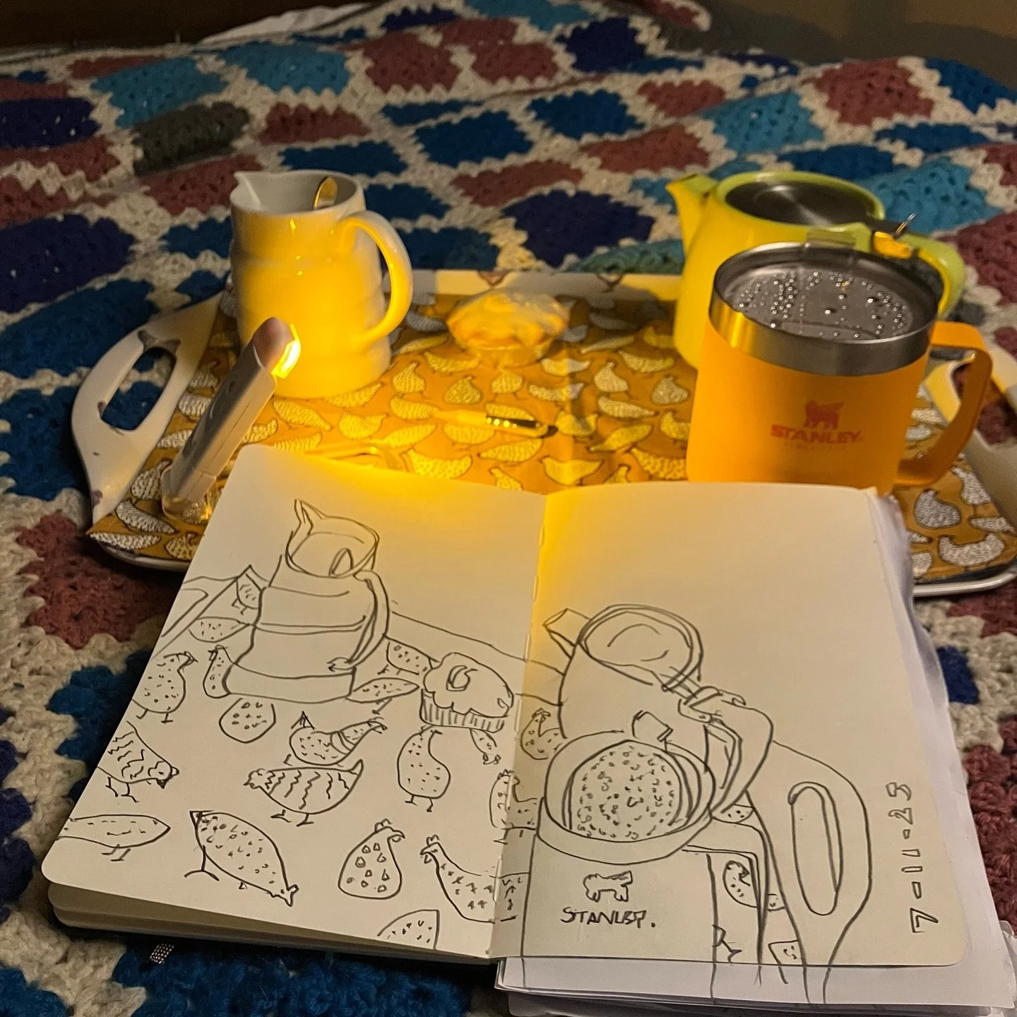 Here&rsquo;s today&rsquo;s tea-tray drawing.
Just me and my stubby Blackwing 3 pencil this morning.

I feel like I&rsquo;m getting to know the new things on my tray. And I was very pleased to find that the new insulated mug meant my tea was still hot