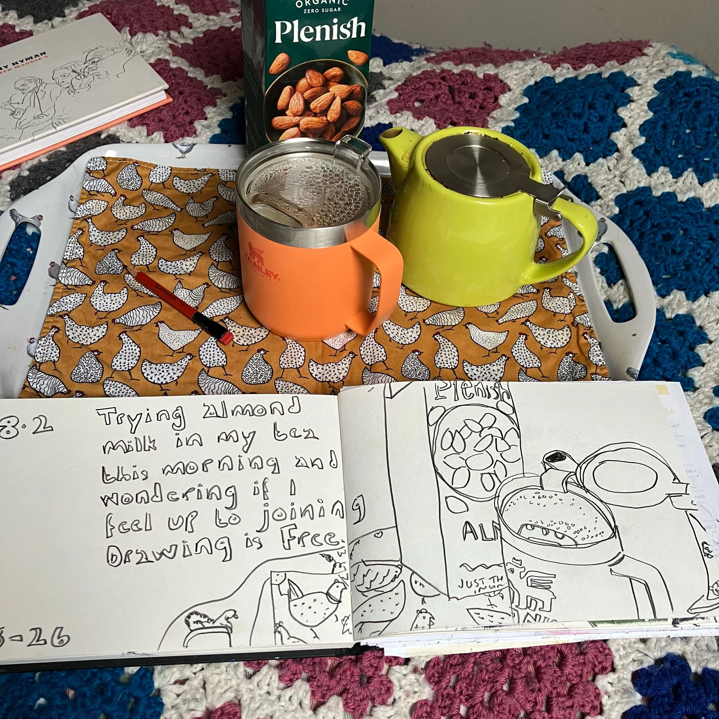 Not much zip so far this morning.

Hoping tea will do its magic and I&rsquo;ll be able to join in the fun with @drawingisfree_org

Go gently ❤️🐌
