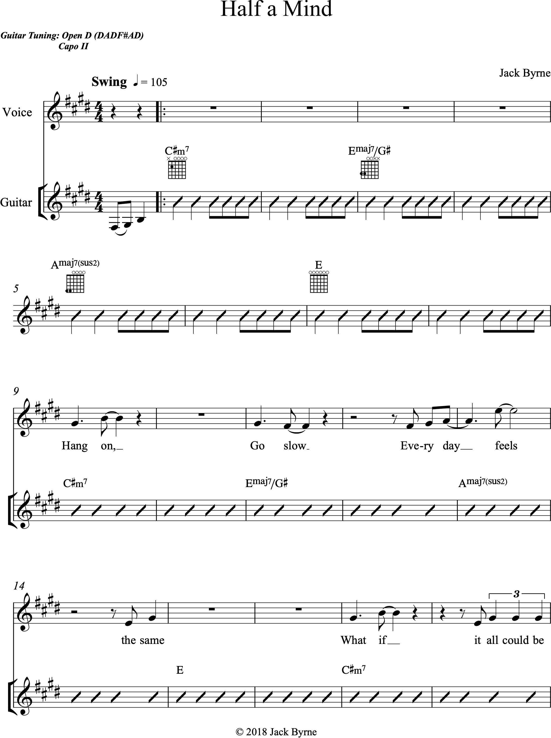 Jack Byrne - Half a Mind (Sheet Music/TAB)