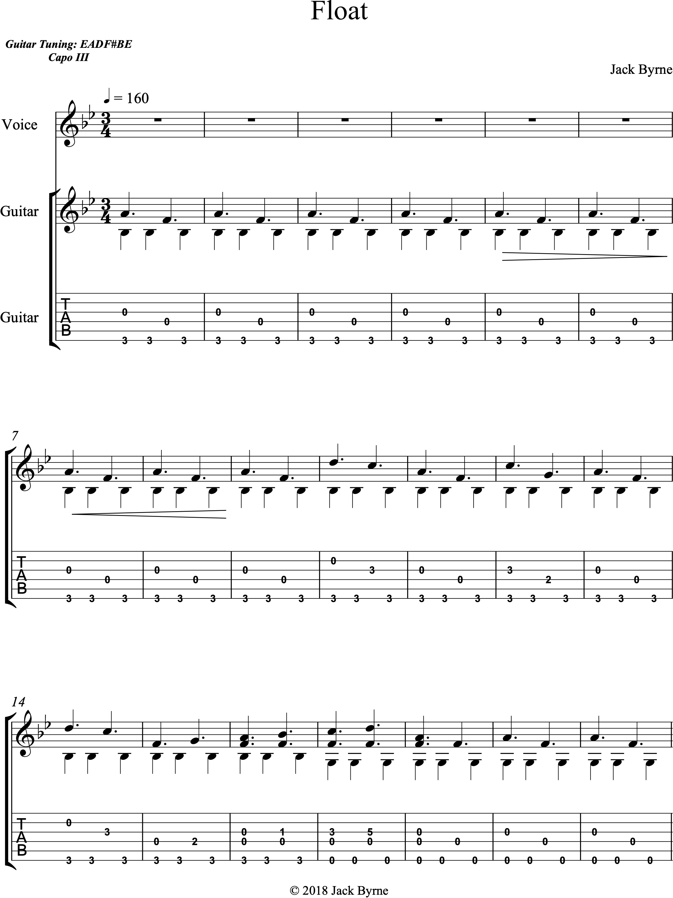 Jack Byrne - Float (Sheet Music/TAB)