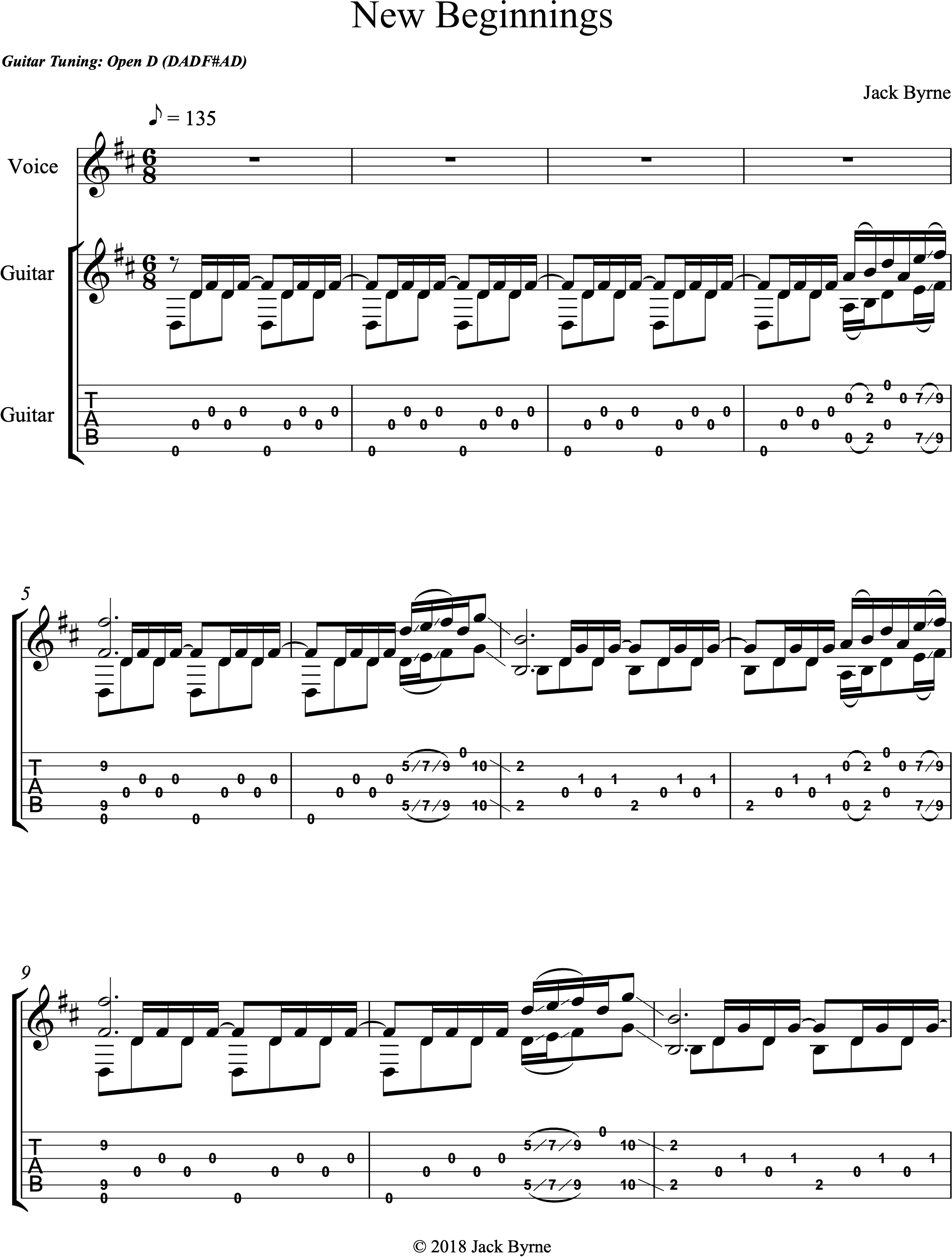 Jack Byrne - New Beginnings (Sheet Music/TAB)