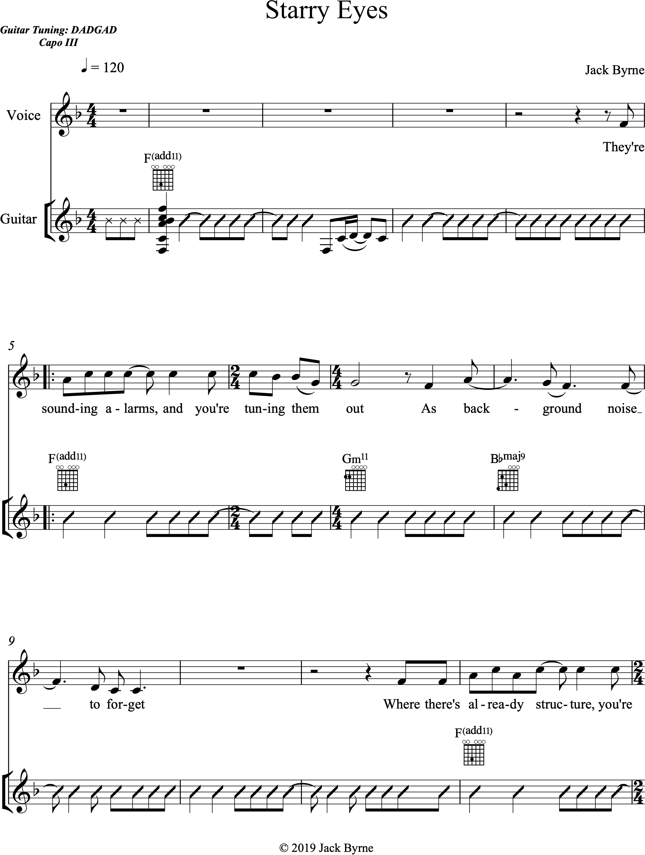 Jack Byrne - Starry Eyes (Sheet Music/TAB)