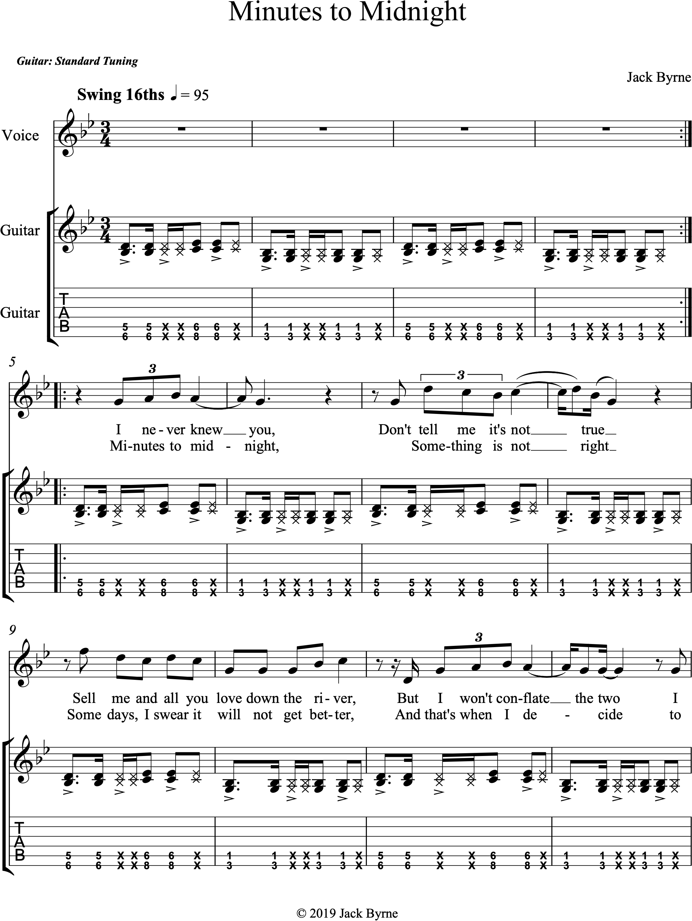 Jack Byrne - Minutes to Midnight (Sheet Music/TAB)