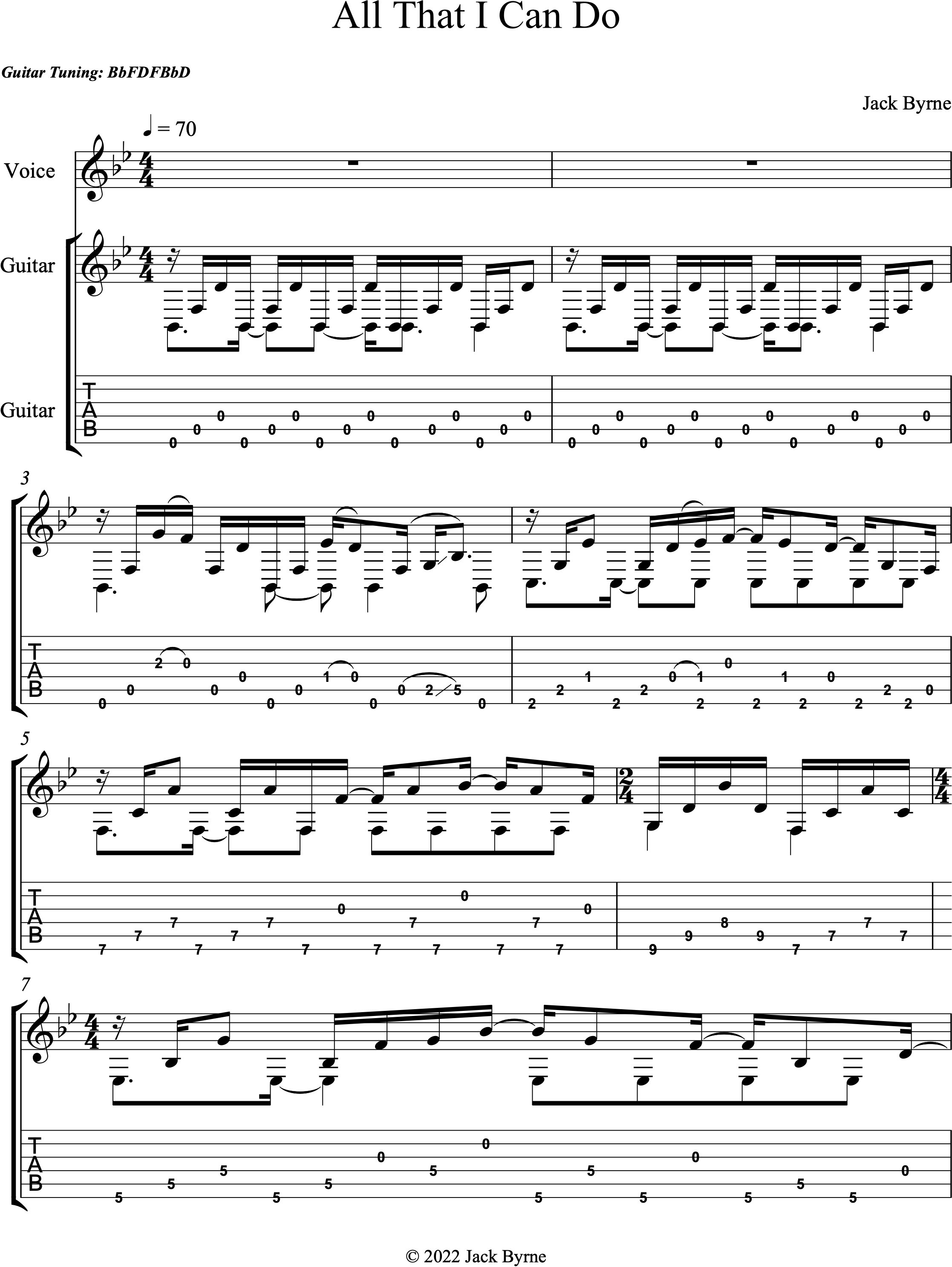 Jack Byrne - All That I Can Do (Sheet Music/TAB)