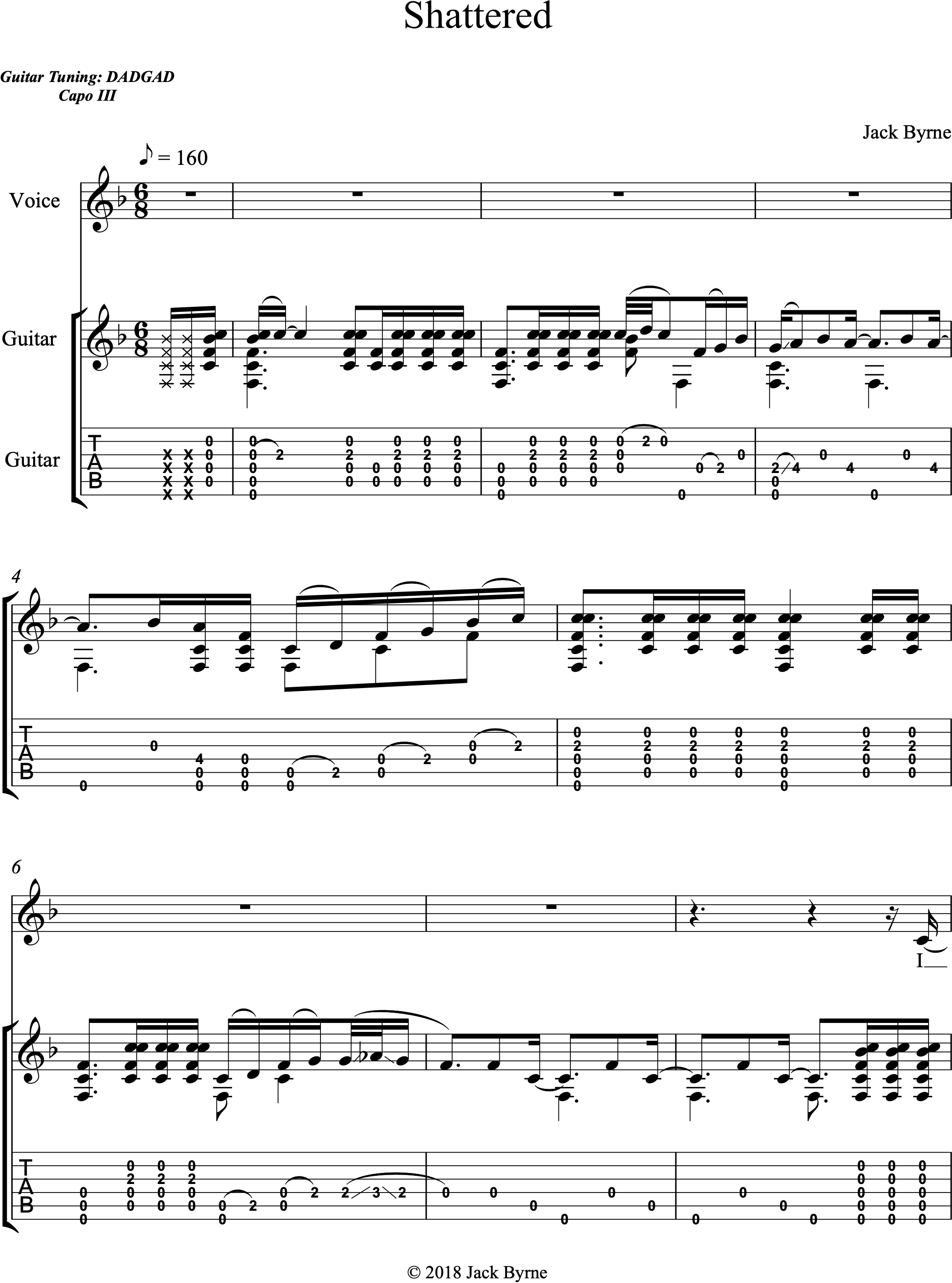 Jack Byrne - Shattered (Sheet Music/TAB)
