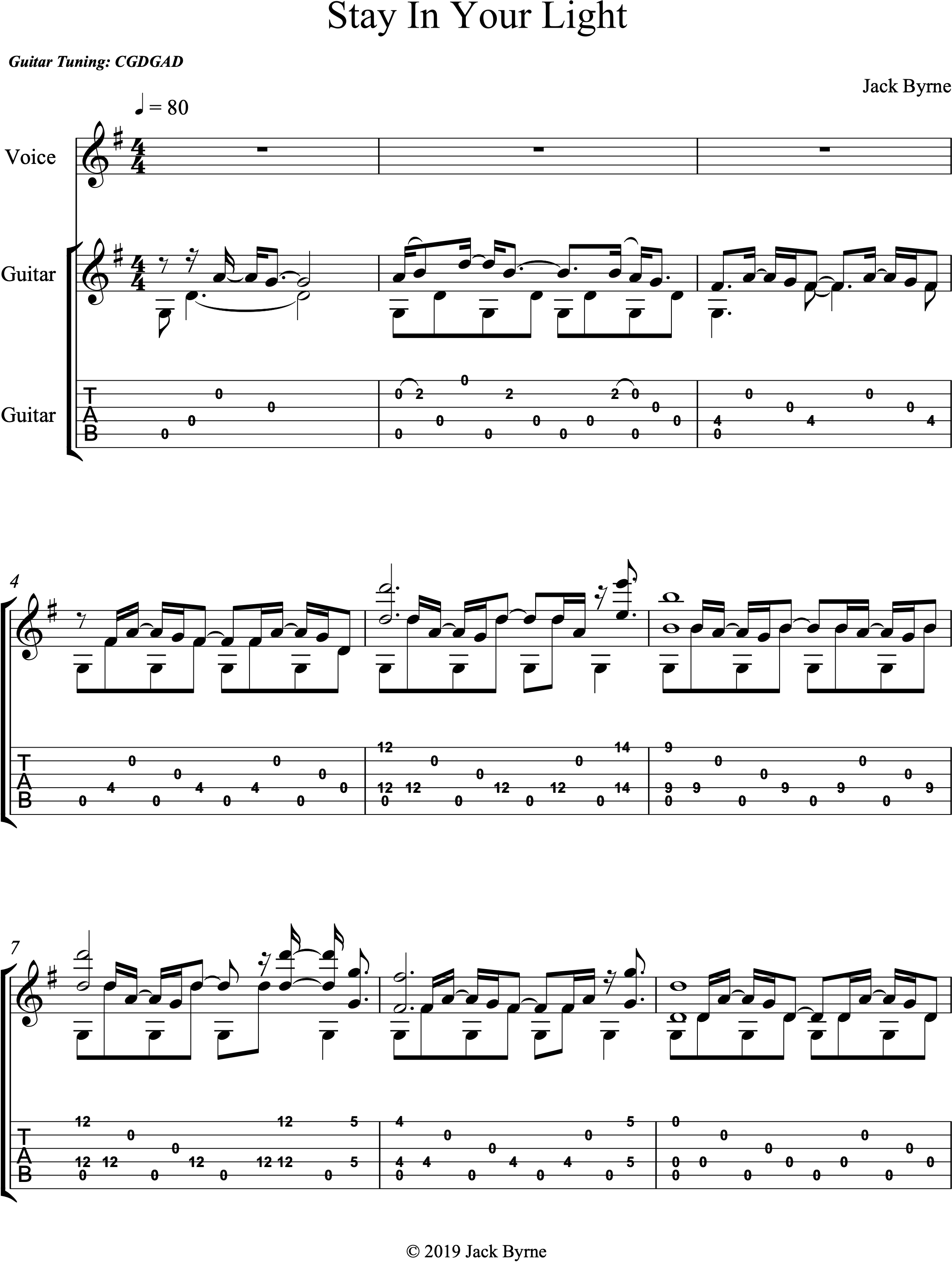 Jack Byrne - Stay In Your Light (Sheet Music/TAB)