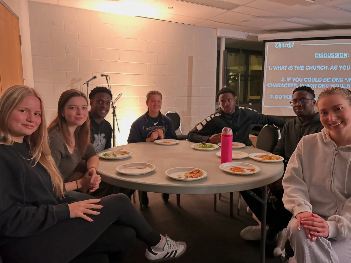 Family dinner…
Every Tuesday after service, we take some time to just hangout. We eat FREE pizza, fries and salad. We might talk about which Inside Out emotion we are or our favourite animal. We talk about the message, what we learned, what c