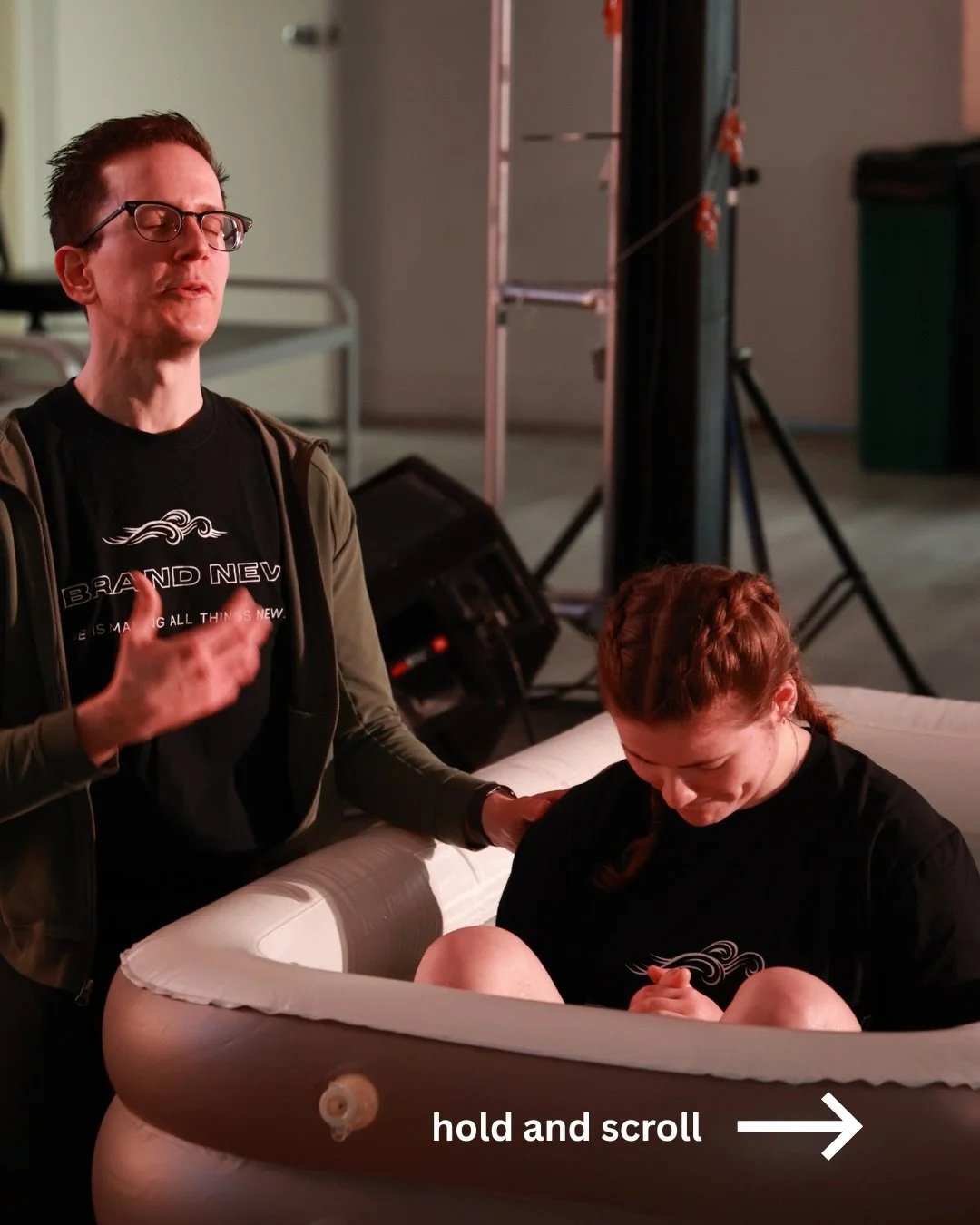 Hold and Scroll&hellip;

This is Baptism! 

A few weeks ago, we celebrated a student&rsquo;s baptism! The room erupted in cheers as the student emerged from the water. Going under the water symbolizes leaving the past behind, and coming up represents