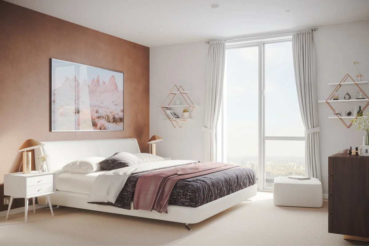 Snuggle down in a beautiful master bedroom with quality 80% wool carpeting, low energy LED downlights, telephone and satellite enabled connectivity.
