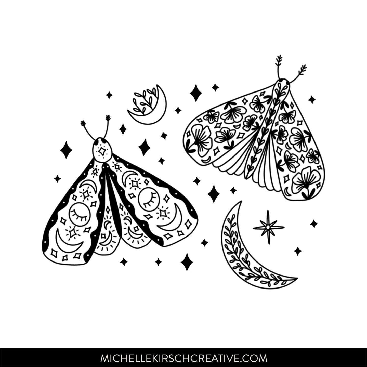 Starting the week with some moon + moth illustrations. 🌙 ✨

#mothillustration #moonillustration #celestrial