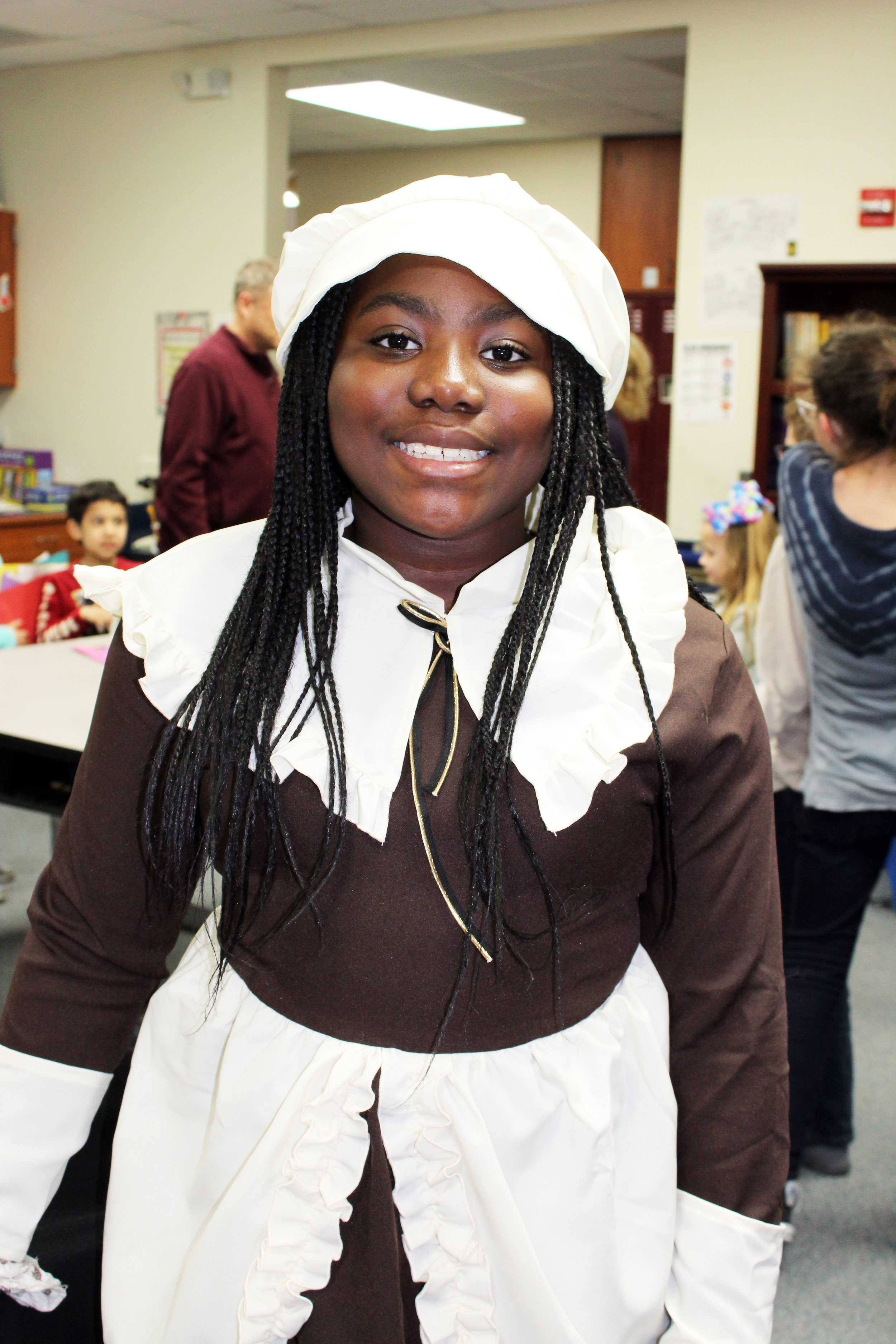 Meaghan Baah portrayed Nancy Morgan Hart. Facts she presented were, “I was a great American patriot.” “I killed six swordsmen, Tories, after they demanded food.”