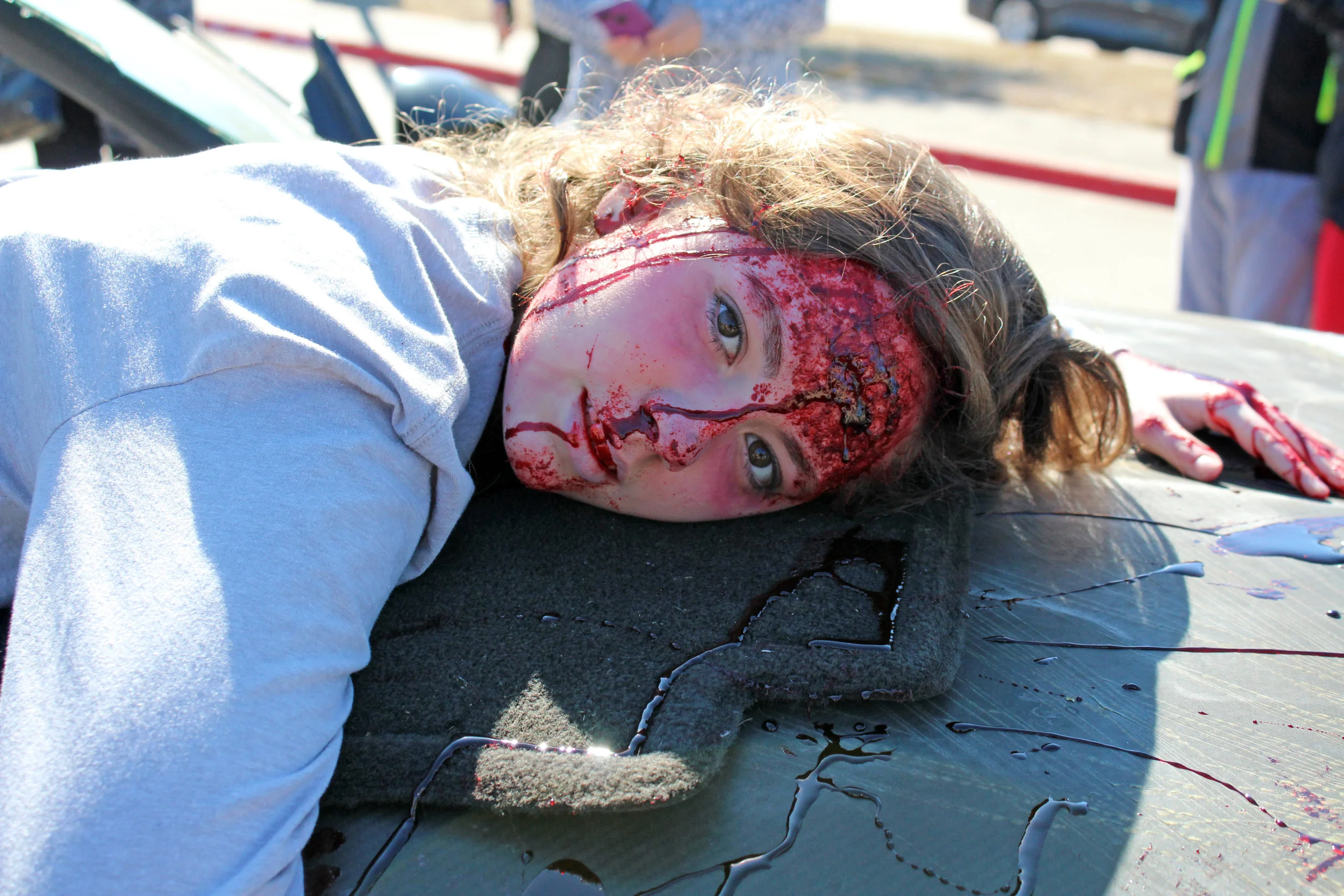 Lelani Butler portrayed one of the three fatalities. She was taken from the scene by CareFlite.