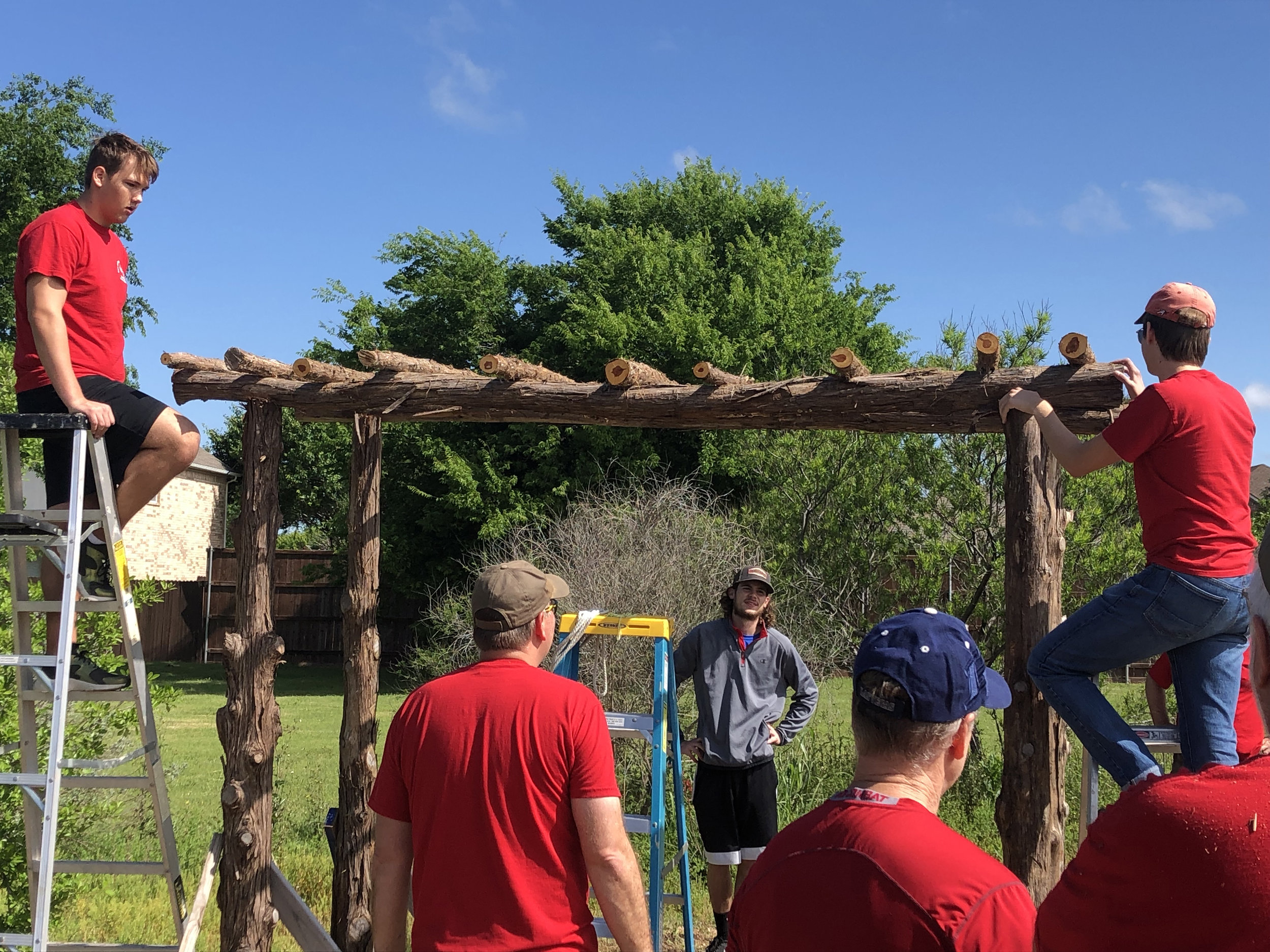 Dylan Spriggs worked on the arbor with members of Troop 295.