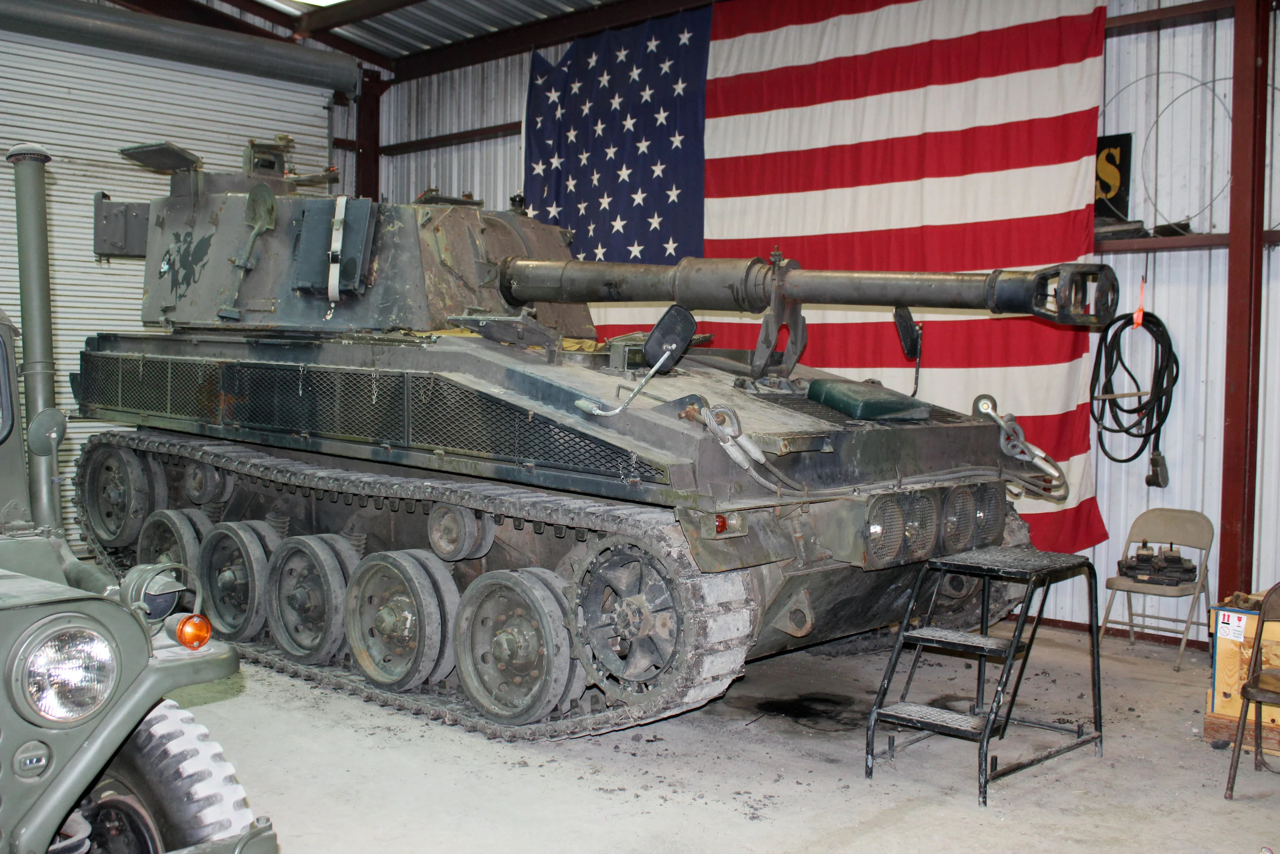 Guests are welcome to explore the military vehicles.