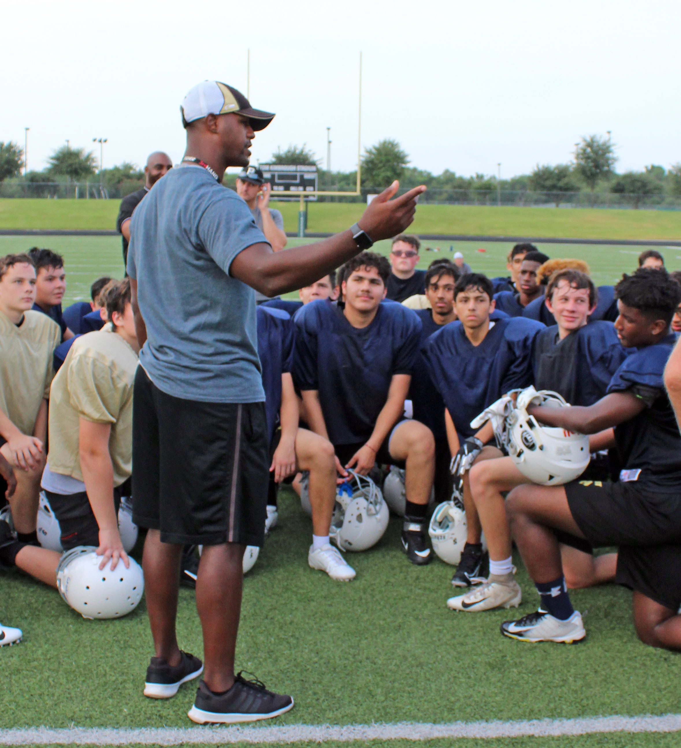 The McMillen freshman football team practiced during the week before school began.
