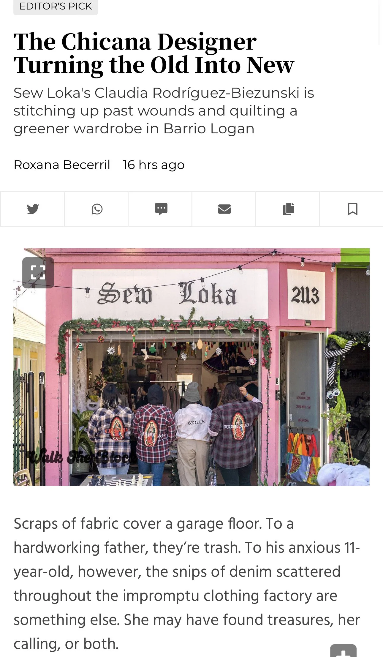 Sew Loka featured in the San Diego Magazine (9/12/23) 