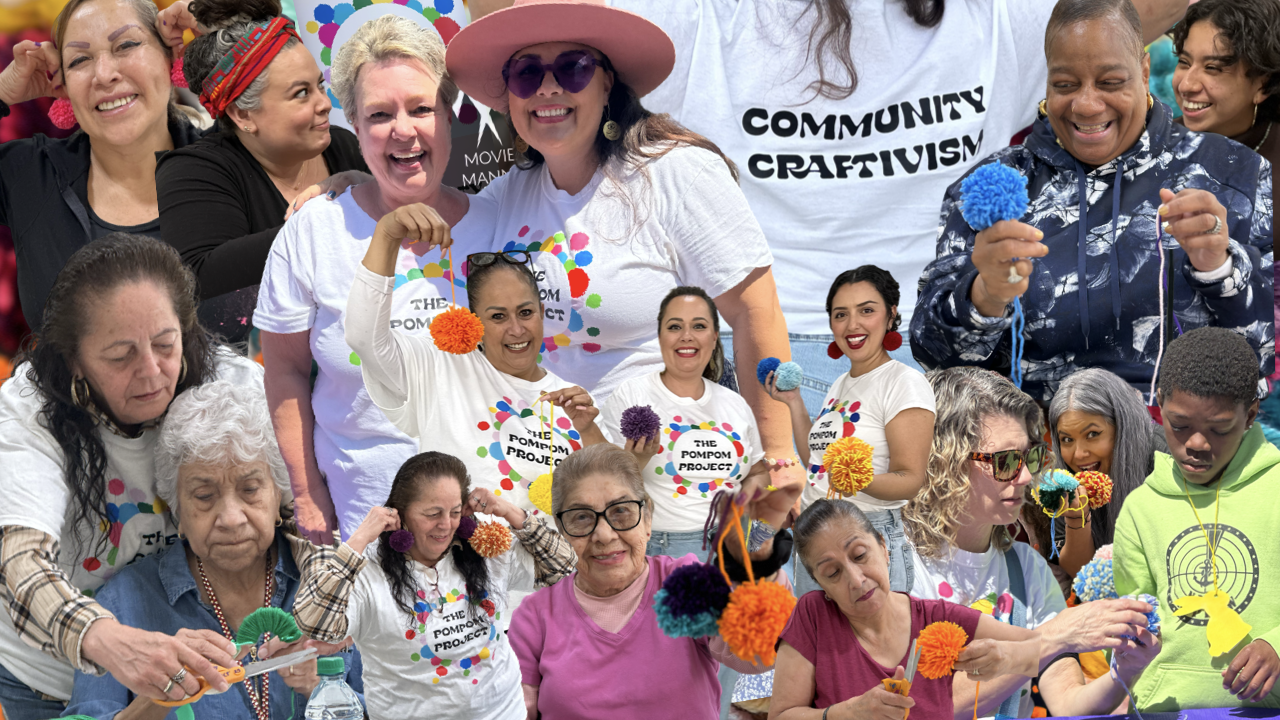 "PomPom Project" Art Installation at Sew Loka by Katie Ruiz