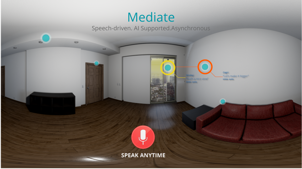 BRING USERS INTO YOUR WORLD. Mediate is a platform for user research in virtual reality, supporting talk-aloud testing, wayfinding, focus groups and more. We help all kinds of designers get early feedback from real people