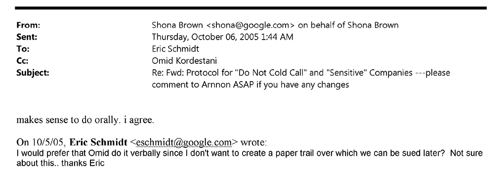 Google email regarding leaving a paper trail