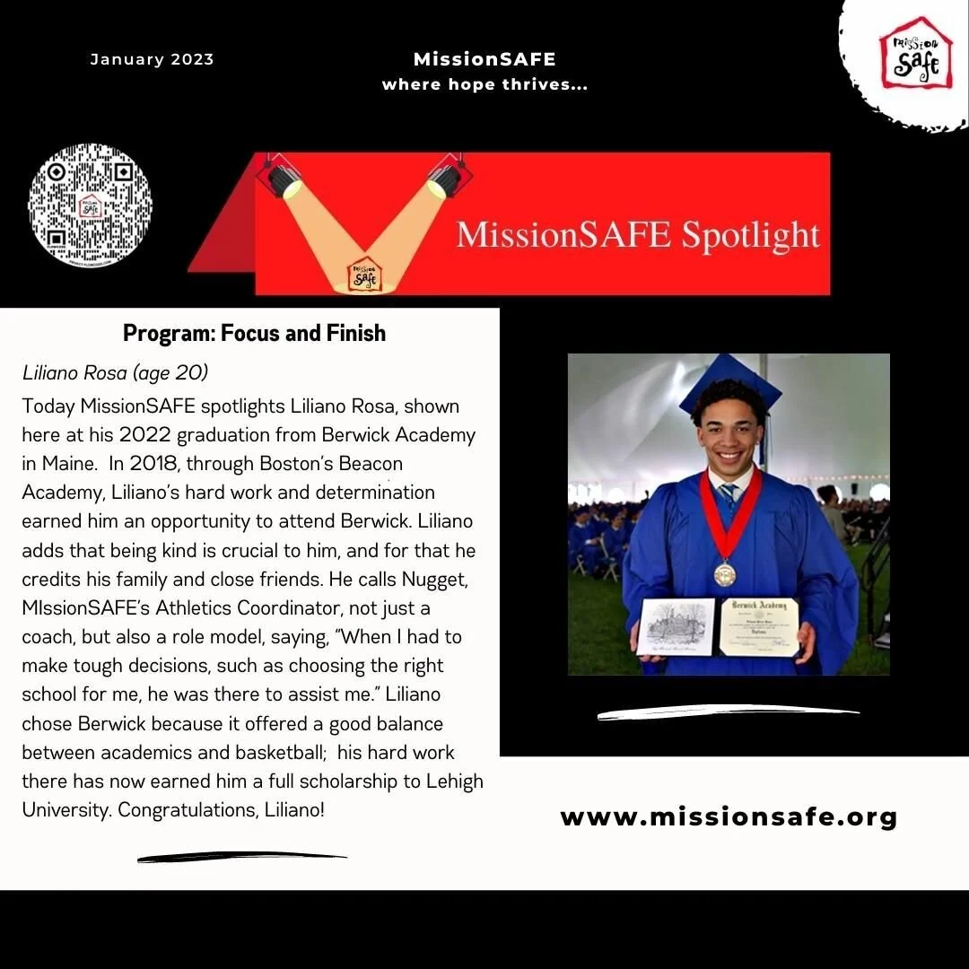 @MissionSAFE #Spotlight is on a Liliano who leveraged the support he felt at MissionSAFE into a scholarship @Lehigh_Sports. Congrats Liliano! We are pulling for you and the Mountain Hawks.