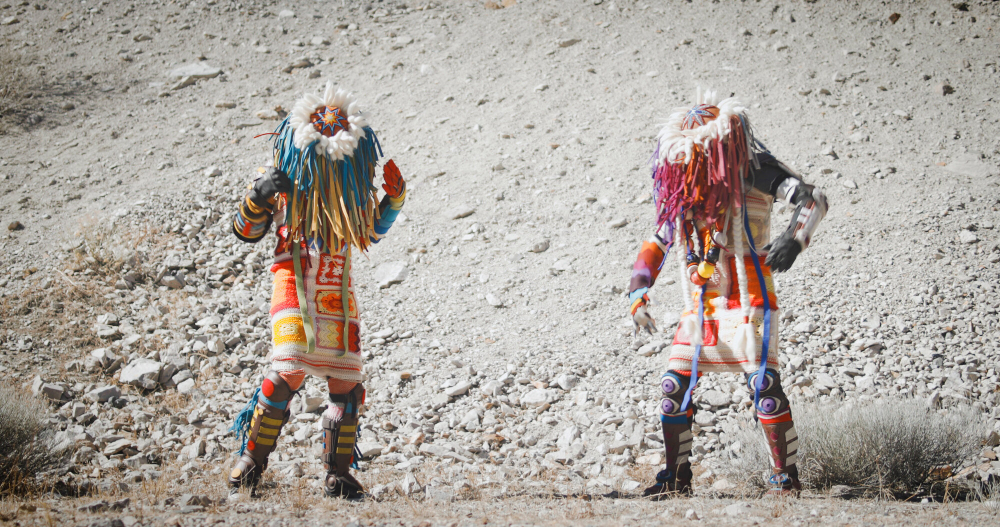  Cannupa Hanska Luger,  The One Who Checks &amp; The One Who Balances, Taos, NM,  Photograph by Dylan McLaughlin. 