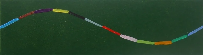  A Year, oil on lino print, on paper. 5 x 18cm.