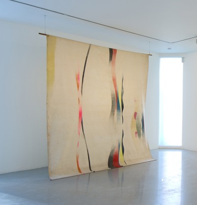 2. John Latham, Untitled (Roller Painting), 1964. Spray-paint on white duck. 274 x 366 cm