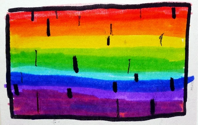 1. Impression of the Sun's visible light spectrum with spectral absorption lines. By Alana.