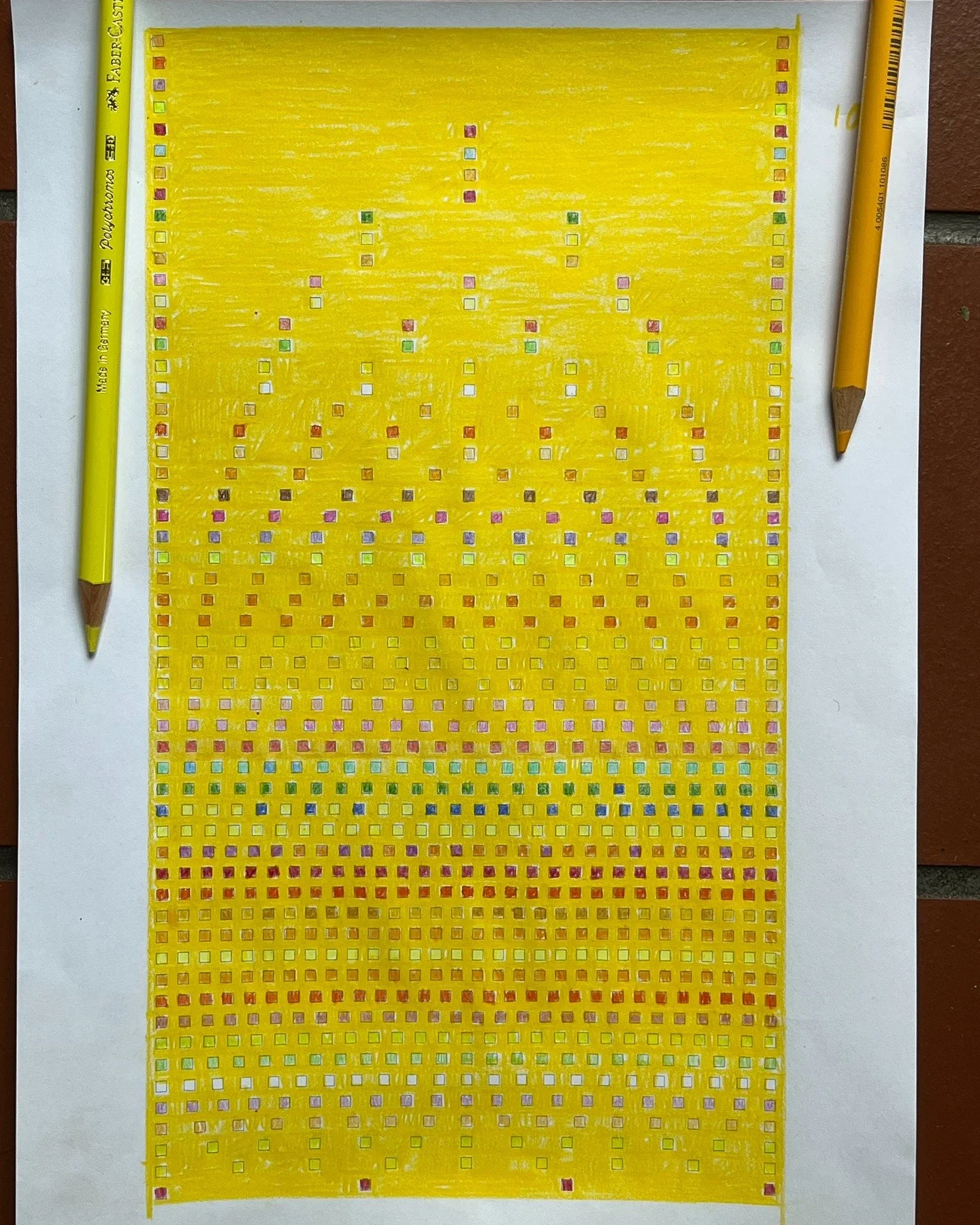 A pencil sketch for a big new painting.

A picture of sunlight on a dull day.

Light is made of droplets and here they are arranged by energy with the most energetic photons at the top.

Excited to see it in paint and 2 metres high.