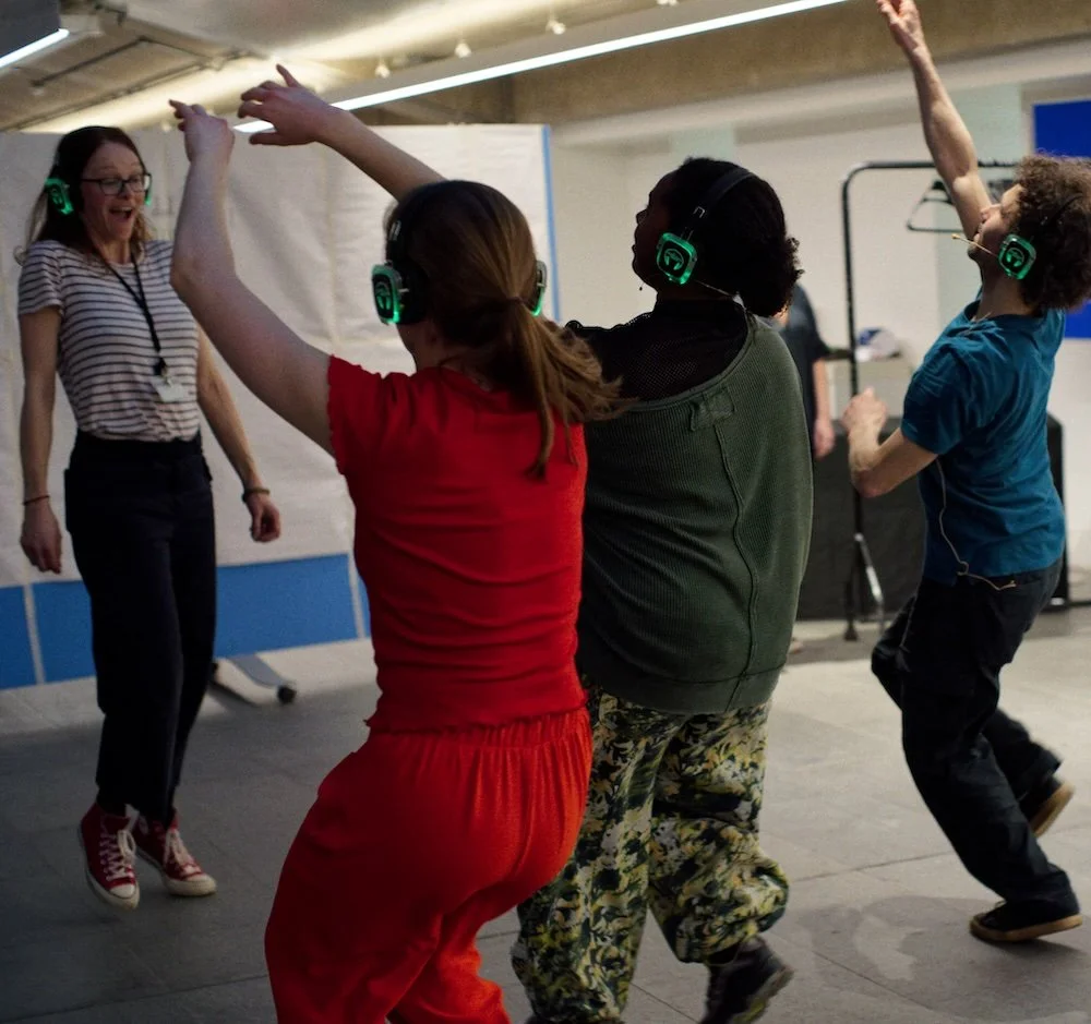 Geraldine (far left) at the Swarm Dance Warm Up