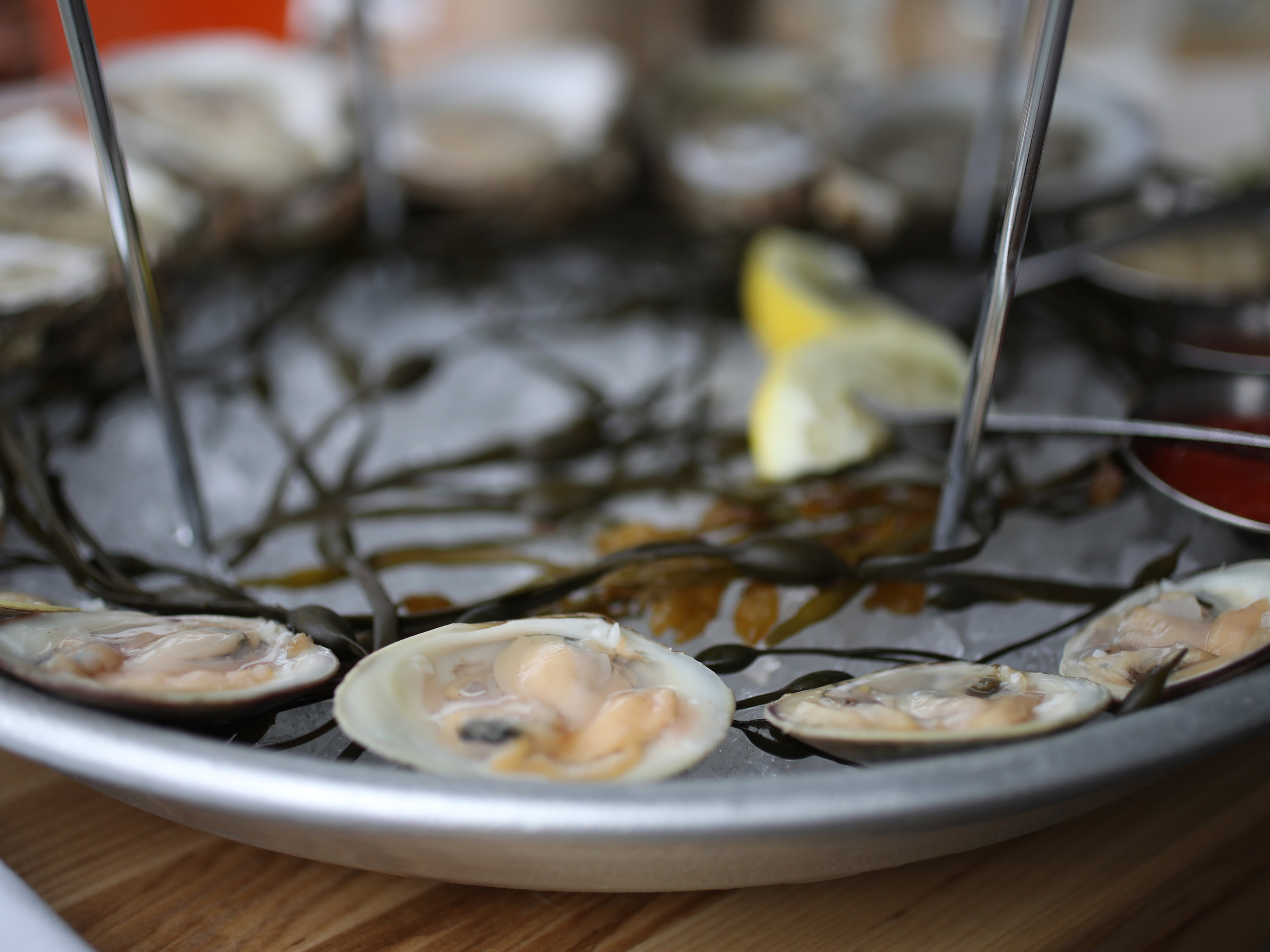 Clams on the half shell are a staple at the OC Raw Bar. Photo: Tesi