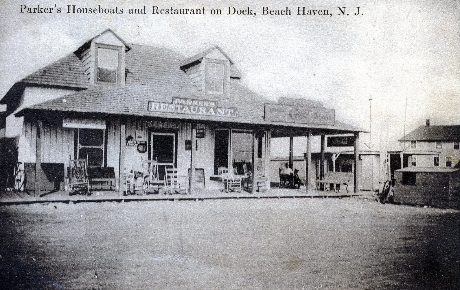 Parker’s Garage is a throwback to turn-of-the-century Beach Haven and Ellis Parker’s restaurant/engine repair shop on the bay. Photo courtesy of New Jersey Maritime Museum.