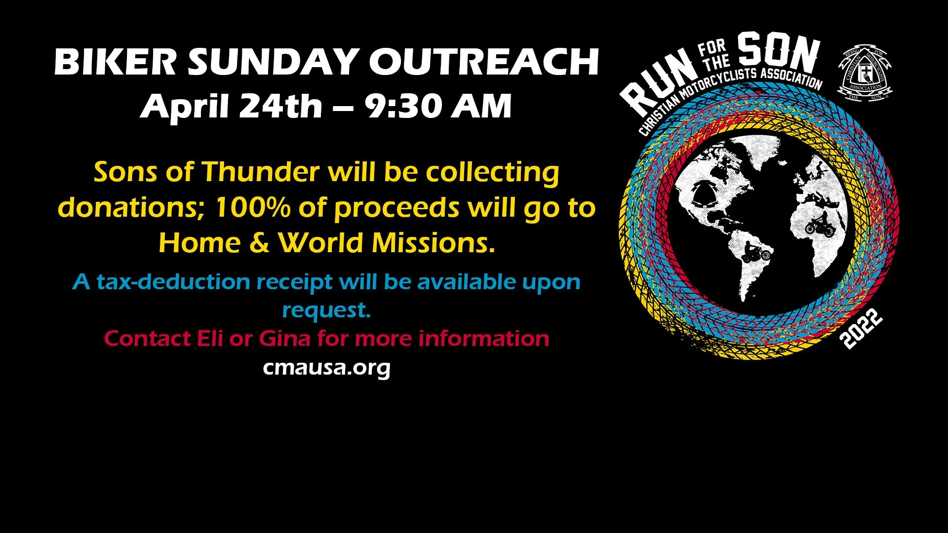 RUN FOR THE SON Biker Sunday Outreach