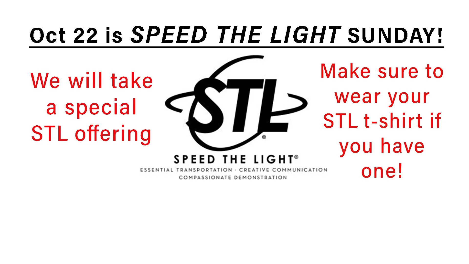 Speed the Light Sunday