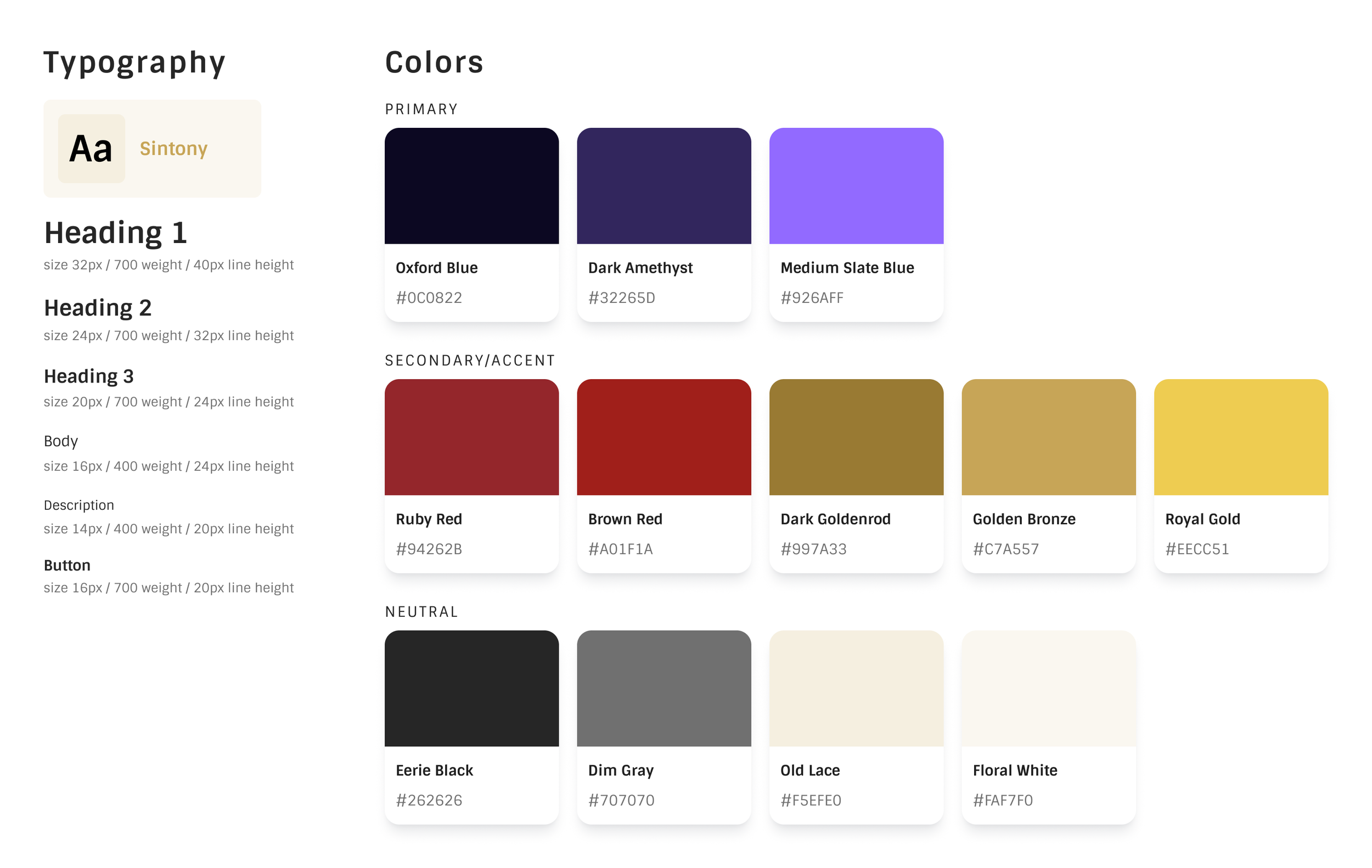 Typography and colors