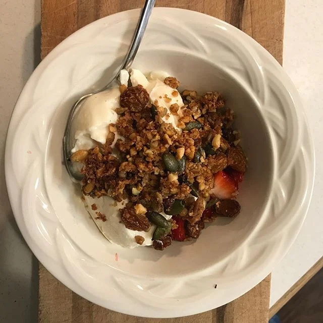 One thing you can count on at Mom Camp is delicious food. I love to cook and while I make dinner 6/7 days a week it&rsquo;s all pretty #basic mom stuff. At Mom Camp I can stretch my legs a bit and strut my stuff! You can guarantee this #paleo granola