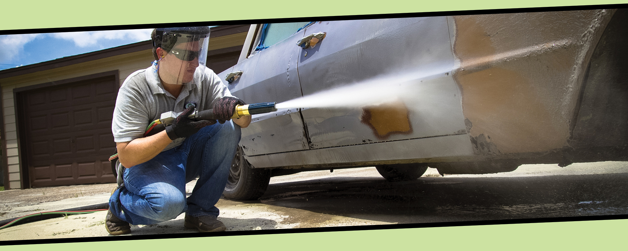 Remove paint from a vehicle without the use of traditional sandblasting