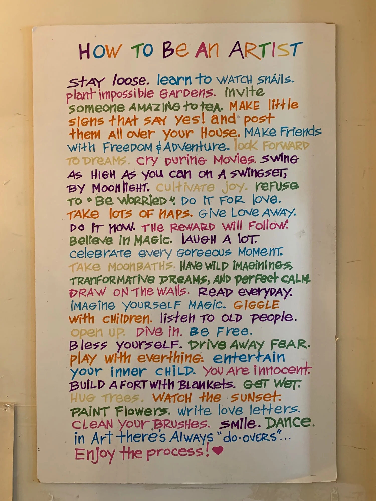 "How To Be An Artist"- a long-cherished poster Miss Kim has had forever
