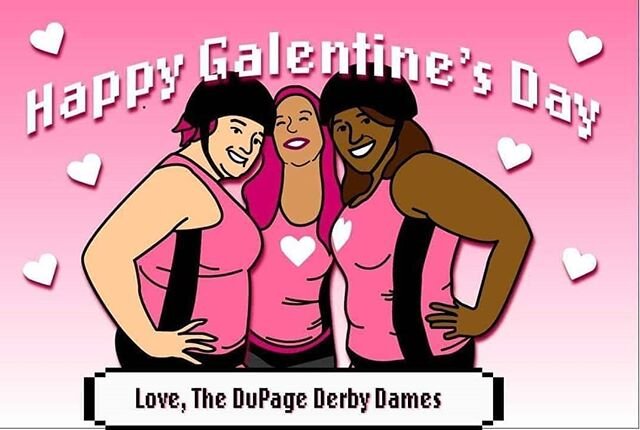 Happy Galentines Day, ya'll! 💚💗💚💗 #valentines #galentines #valentinesday #galentinesday #dupagederbydames #rollerderby