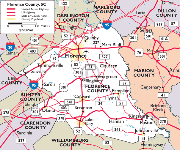 We will serve any portion of this service area with a 4 or 5 hour minimum charge @ $90/hr. Nominal stair charge may apply. This is the Florence SC moving-labor service area.