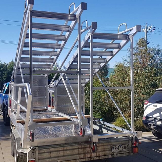 Saturday morning delivery of an industrial staircase and 2 x 4mtr high safety truck access platforms